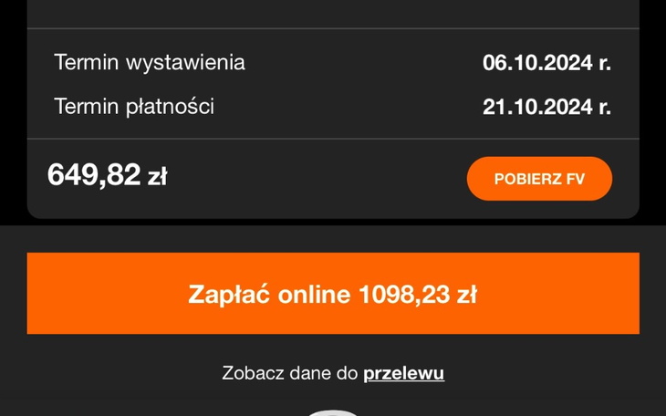 Faktura z terminem płatności na 21.10.2024 r.