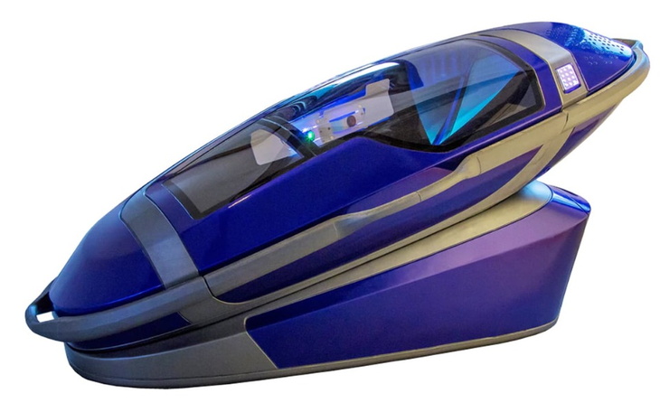 Nowoczesna kapsuła do relaksu w futurystycznym stylu.