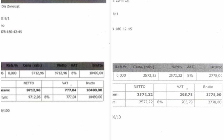 Dwa skany dokumentów z danymi finansowymi.