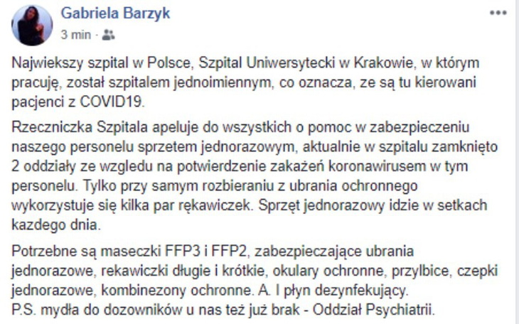 Zbiórka Pomoc dla Szpitala w Krakowie - zdjęcie główne