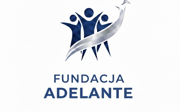 Logo Fundacji Adelante, symbolizujące pomoc i wsparcie.