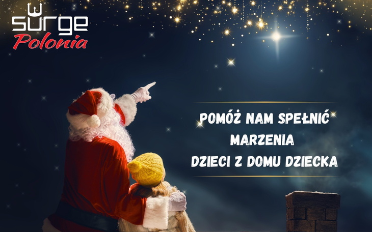 Święty Mikołaj z dzieckiem, spełniają marzenia.