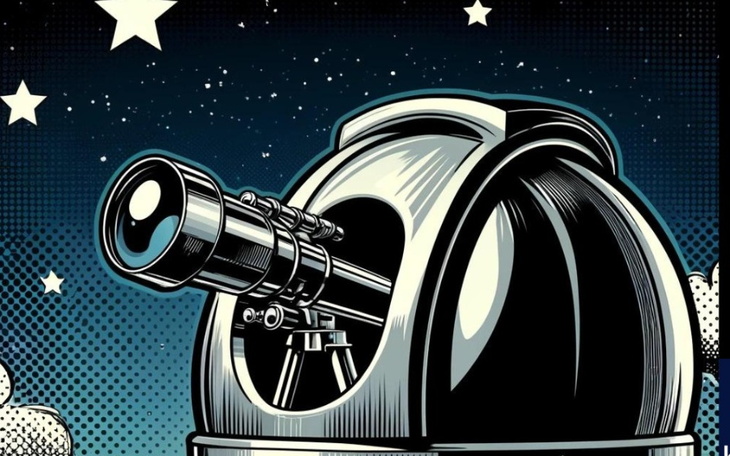 Teleskop w obserwatorium pod gwiazdami.