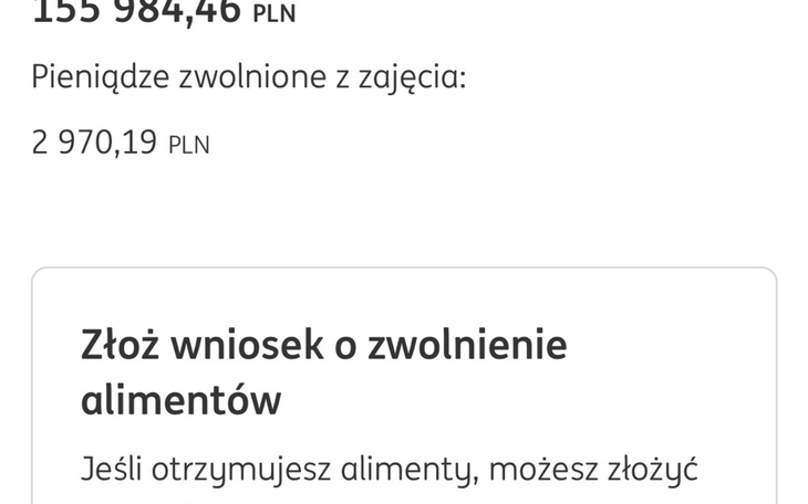 Informacje o zwolnieniu z alimentów, kwota do zwolnienia.