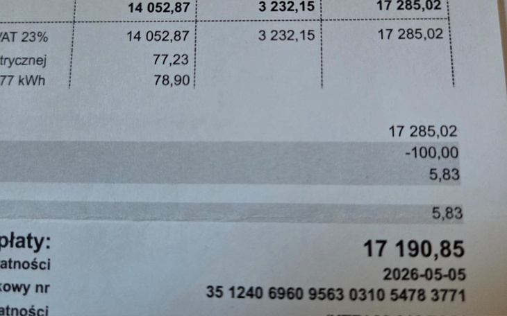 Rachunek z opłatami, szczegóły finansowe.