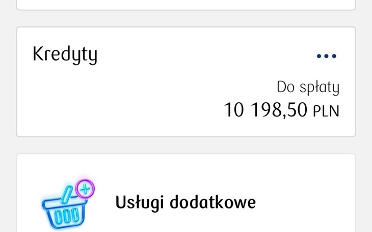 Zrzut ekranu z aplikacji, pokazujący saldo kredytowe.