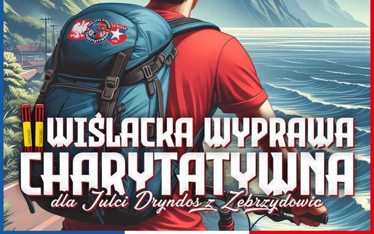 Plakat promujący charytatywną wyprawę Wisłą dla Julci.