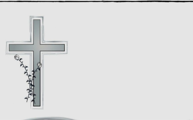 Rysunek krzyża z delikatnymi detalami roślinnymi.