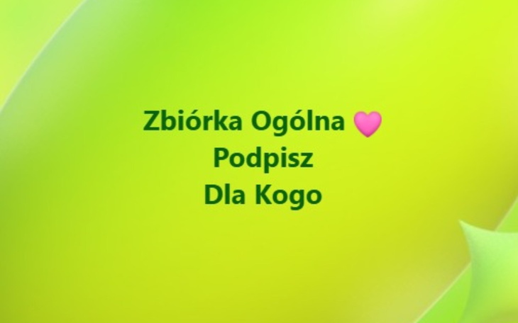 Grafika z napisem 'Zbiórka Ogólna' na zielonym tle.