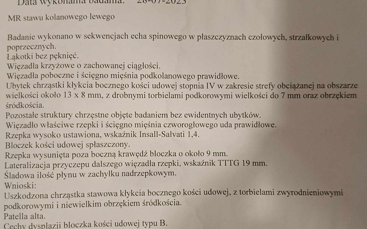 Zbiórka Leczenie urazu lewego kolana - zdjęcie główne