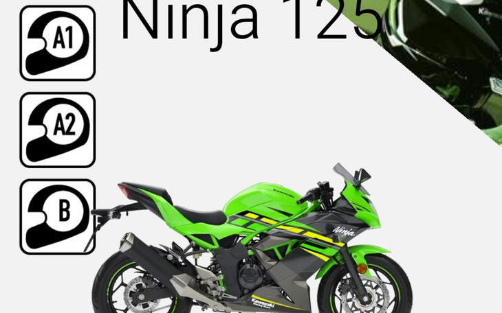 Motocykl Ninja 125 w intensywnym zielonym kolorze.