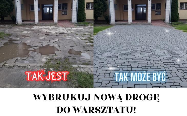 Porównanie stanu drogi przed i po remoncie.