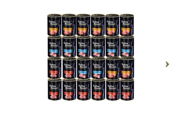 Zestaw puszek z produktami Dolina Noteci na białym tle.