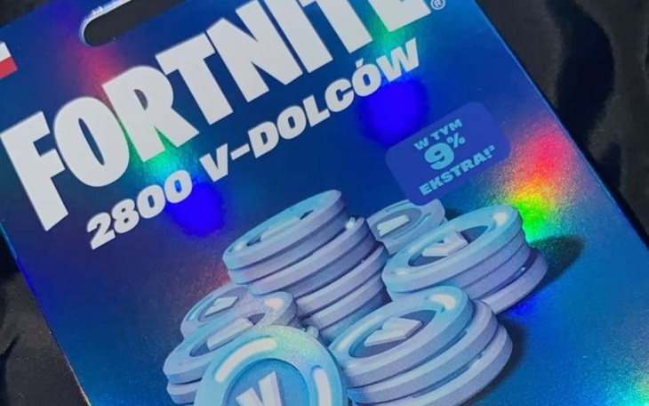 Karta do gry Fortnite z wirtualnymi monetami.
