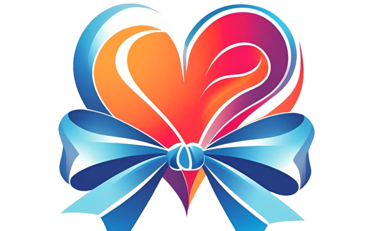 Kolorowe serce z wstążką, symbol miłości.