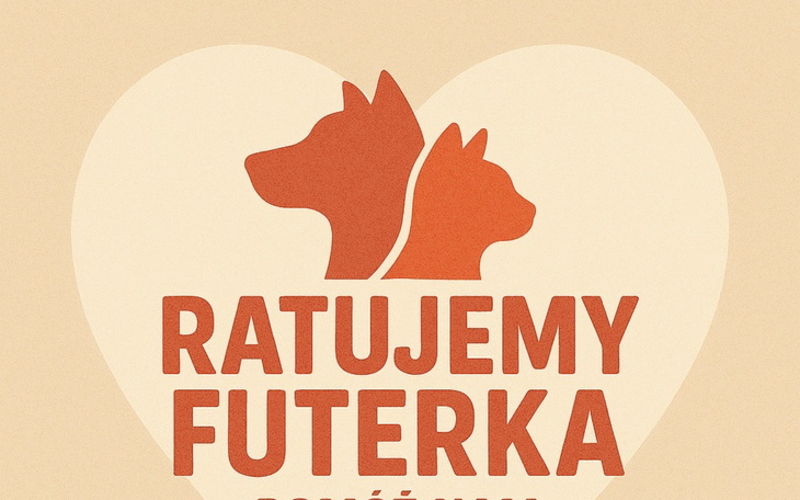 Logo fundacji ratującej zwierzęta, z psami i kotami.