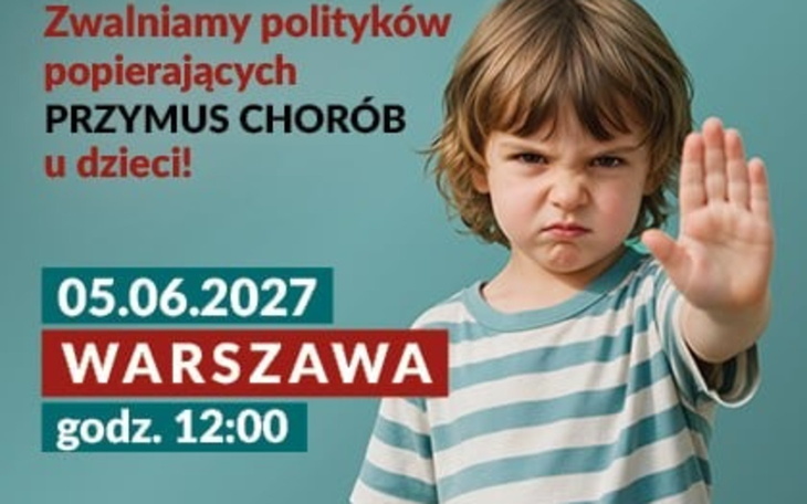 Dziecięcy plakat o kampanii informacyjnej w Warszawie.