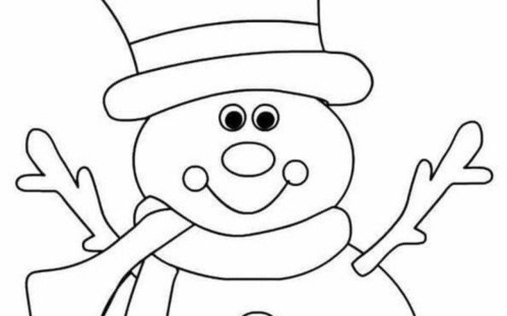 Rysunek bałwana z uśmiechem i szalikiem.