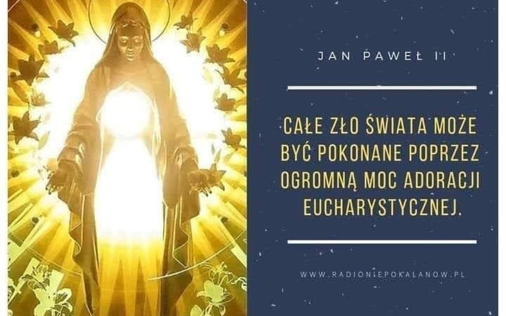 Obrazek przedstawiający świętego Jana Pawła II z cytatem.