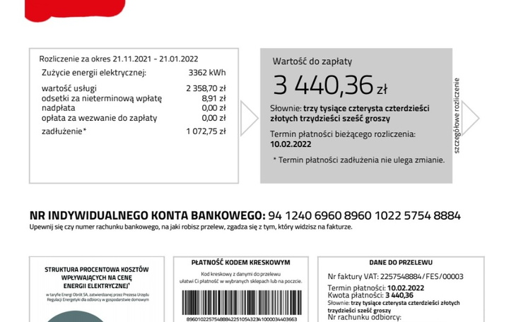 Zbiórka Na spłatę zaległości za prąd - zdjęcie główne