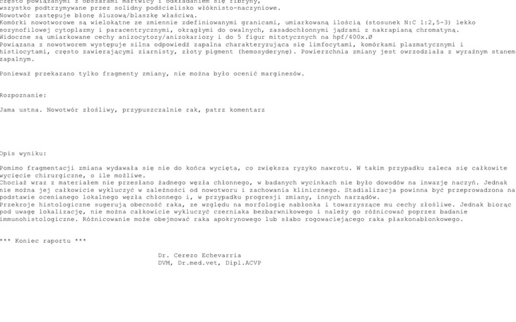 Dokument medyczny z informacjami o pacjencie.