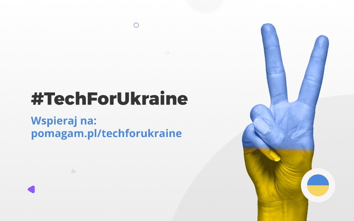 Logo #TechForUkraine, zachęcające do wsparcia.