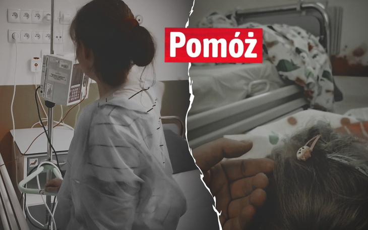 Kobieta w szpitalu, prosi o pomoc w trudnej sytuacji.