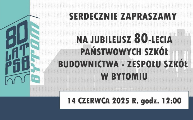 Plakat zapraszający na jubileusz szkoły.