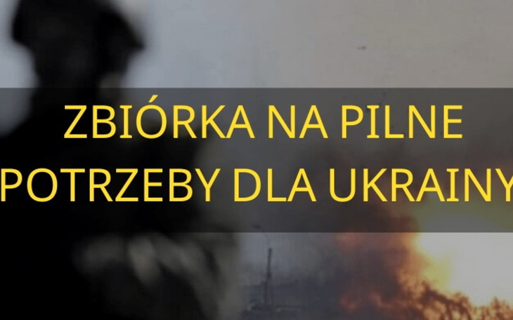 Plakat informujący o zbiórce dla Ukrainy.