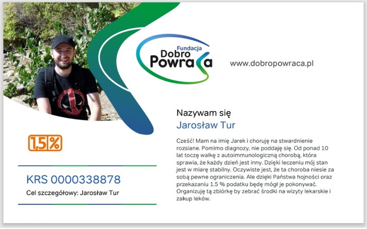Informacyjna ulotka o wsparciu dla Jarosława Tura.