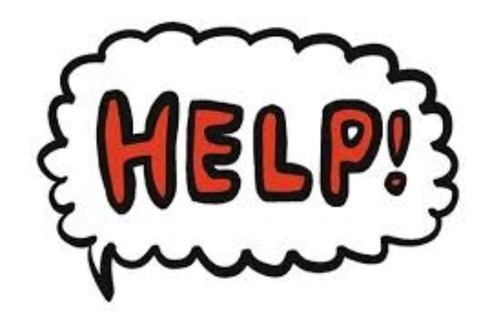 Rysunek z napisem 'HELP!' w dymku.
