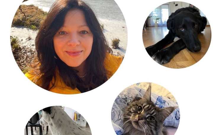 Kobieta na wózku inwalidzkim, obok zdjęcie nogi po operacji.