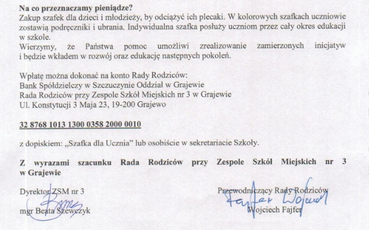 Zbiórka Szafka dla ucznia - zdjęcie główne