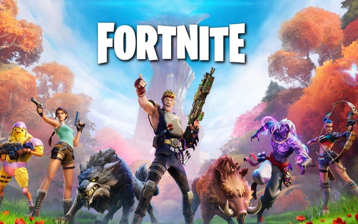 Postacie z gry Fortnite, gotowe do akcji w kolorowym świecie.