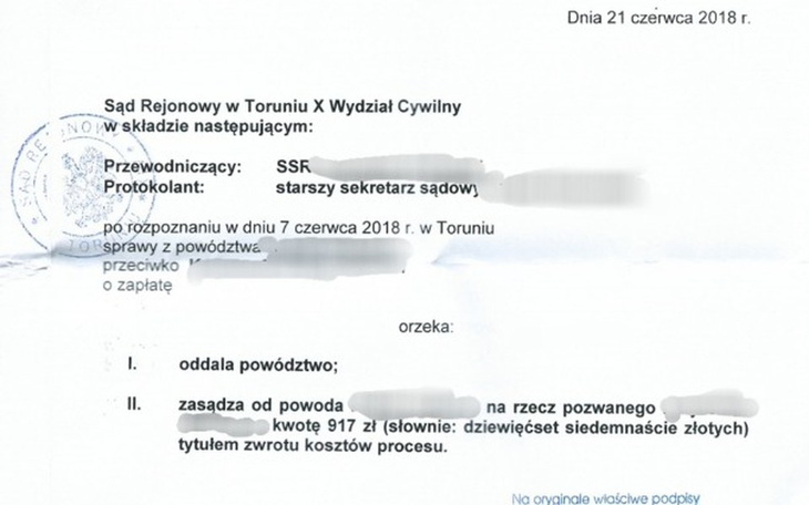 Zbiórka Proces  z nieuczciwym sprzedawcą - zdjęcie główne