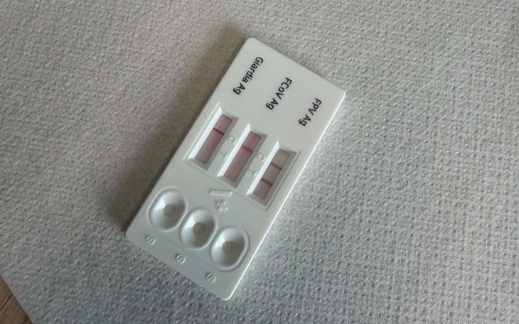 Test ciążowy z dwoma różowymi paskami na tle.