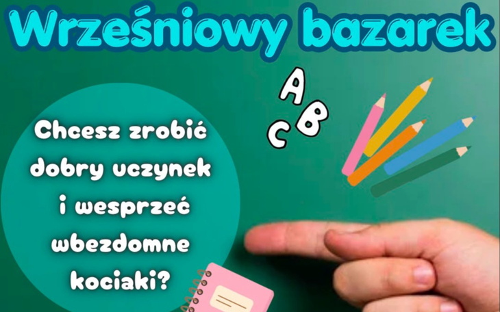 Konkurs plastyczny dla dzieci z kolorowymi kredkami i napisem.