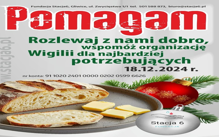 Plakat promujący akcję charytatywną z datą Wigilii.