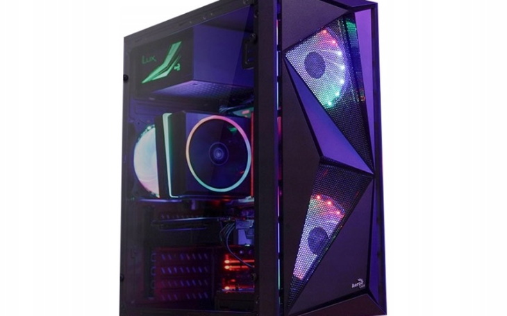 Nowoczesna obudowa komputera z podświetleniem LED.