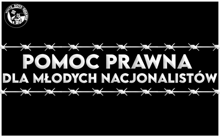 Plakat z hasłem prawnym dla młodych nacjonalistów.