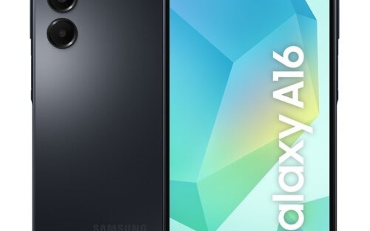 Smartfon Samsung Galaxy A16 z kolorowym tłem.