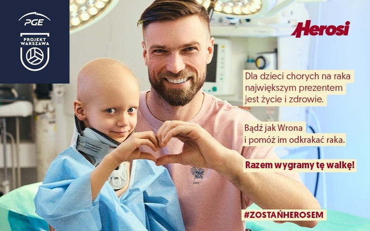 Dziecko z rakiem i uśmiechnięty dorosły, wspierający walkę z chorobą.