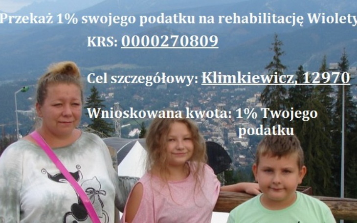 Zbiórka Rehabilitacja Wiolety po wylewie - zdjęcie główne