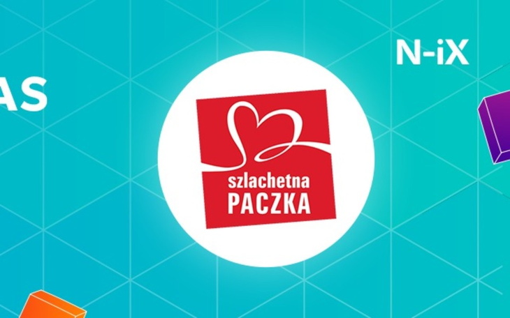 Logo Szlachetnej Paczki na kolorowym tle.