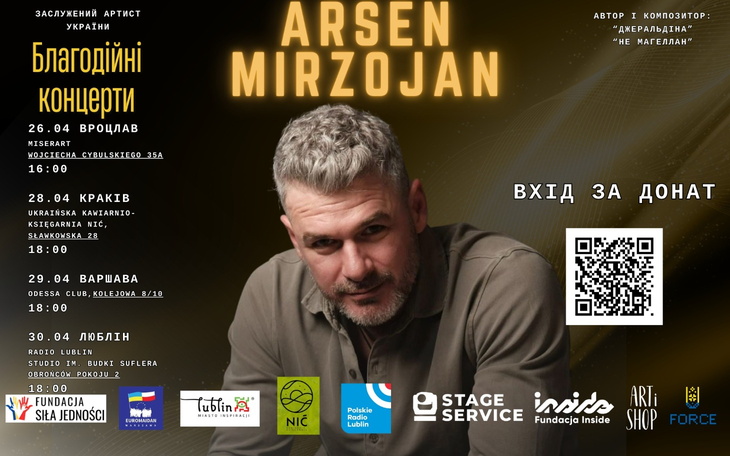 Plakat koncertu Arsen Mirzojan, zaproszenie na wydarzenie.