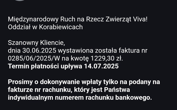 Dokument z informacją o płatności i terminie.