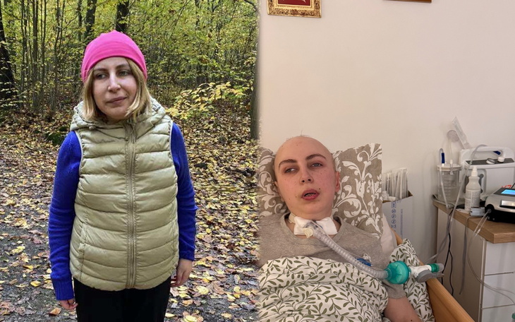 Kobieta w lesie oraz w szpitalu, walcząca z chorobą.