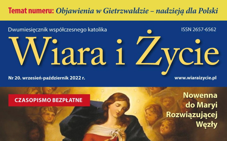 Okładka czasopisma katolickiego 'Wiara i Życie'.