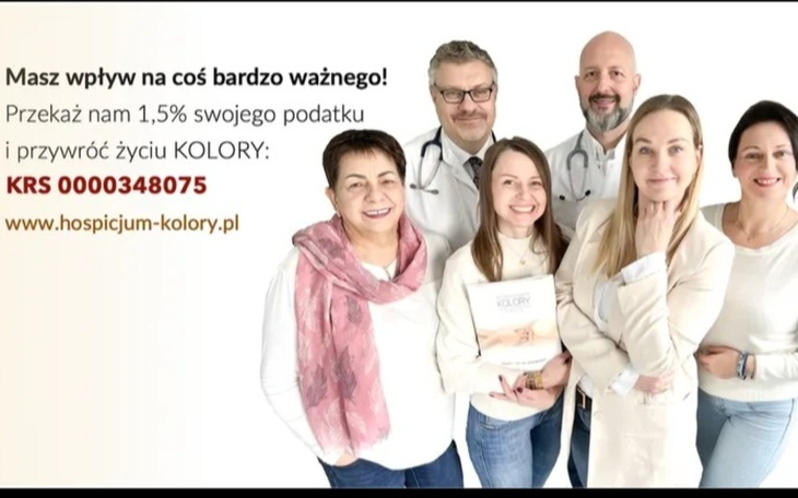 Zespół medyczny zachęca do wsparcia hospicjum poprzez 1,5% podatku.