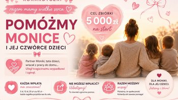 Zbiórka KOKARDKI DLA MONIKI Z 4 DZIECI, Po śmierci partnera i Ojca - miniaturka zdjęcia